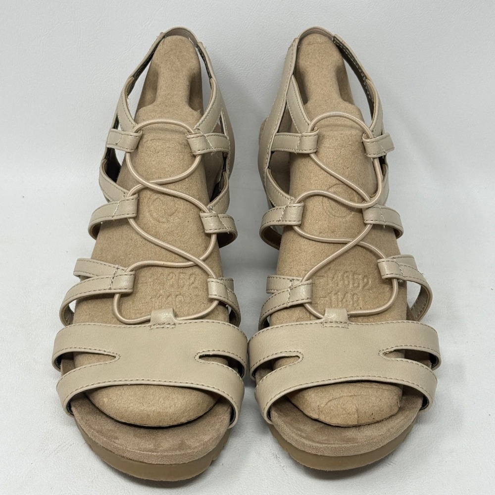 Life‎ Stride Nadira 10W Beige Nude Strappy Sandal Wedge Boho Hipster Gladiator
